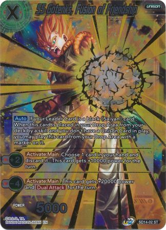 SS Gotenks Fusion of Friendship Gold Stamped SD14 02 Starter Rare UW Series 1 Saiyan Wonder Starter Deck SS Gotenks Fusion of Friendship Gold Stamped SD14 02 Starter Rare UW Series 1 Saiyan Wonder Starter Deck