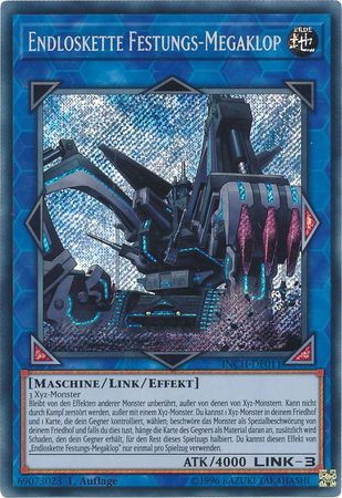 Endloskette Festungs Megaklop INCH DE011 Secret Rare 1st Edition German Yugioh Cards Endloskette Festungs Megaklop INCH DE011 Secret Rare 1st Edition German Yugioh Cards