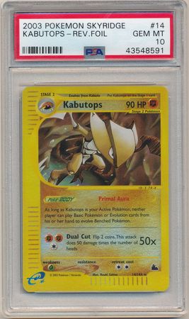 Kabutops 14 144 PSA GEM MT 10 Rare Reverse Holo Skyridge 8591 Kabutops 14 144 PSA GEM MT 10 Rare Reverse Holo Skyridge 8591