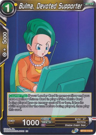 Bulma Devoted Supporter BT10 113 Rare Bulma Devoted Supporter BT10 113 Rare