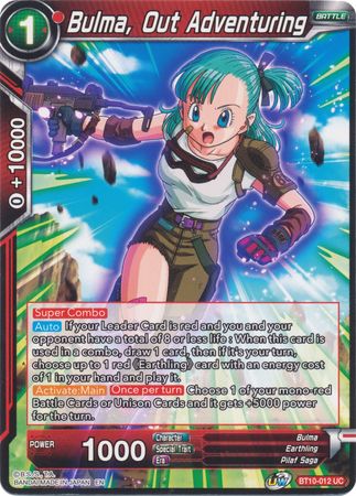 Bulma Out Adventuring BT10 012 Uncommon UW Series 1 Rise of the Unison Warrior Non Foil Singles Bulma Out Adventuring BT10 012 Uncommon UW Series 1 Rise of the Unison Warrior Non Foil Singles
