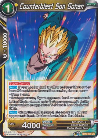Counterblast Son Gohan BT10 100 Uncommon UW Series 1 Rise of the Unison Warrior Non Foil Singles Counterblast Son Gohan BT10 100 Uncommon UW Series 1 Rise of the Unison Warrior Non Foil Singles