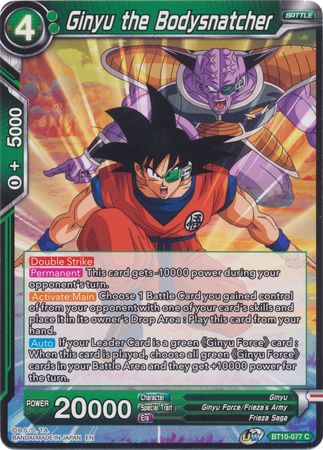 Ginyu the Bodysnatcher BT10 077 Common UW Series 1 Rise of the Unison Warrior Non Foil Singles Ginyu the Bodysnatcher BT10 077 Common UW Series 1 Rise of the Unison Warrior Non Foil Singles