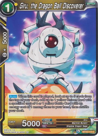 Giru the Dragon Ball Discoverer BT10 114 Common UW Series 1 Rise of the Unison Warrior Non Foil Singles Giru the Dragon Ball Discoverer BT10 114 Common UW Series 1 Rise of the Unison Warrior Non Foil Singles