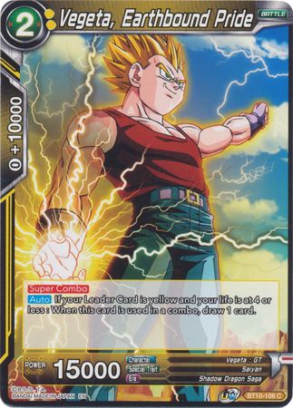 Vegeta Earthbound Pride BT10 106 Common UW Series 1 Rise of the Unison Warrior Non Foil Singles Vegeta Earthbound Pride BT10 106 Common UW Series 1 Rise of the Unison Warrior Non Foil Singles