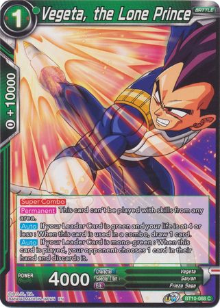 Vegeta the Lone Prince BT10 068 Common Vegeta the Lone Prince BT10 068 Common