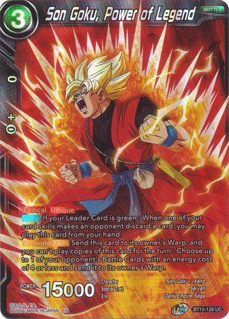 Son Goku Power of Legend BT10 128 Uncommon Foil UW Series 1 Rise of the Unison Warrior Foil Singles Son Goku Power of Legend BT10 128 Uncommon Foil UW Series 1 Rise of the Unison Warrior Foil Singles