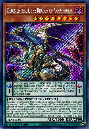 the Dragon of Armageddon BLAR-EN051 Secret Rare Mint Yugioh Chaos Emperor