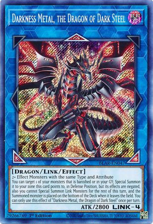 Darkness Metal the Dragon of Dark Steel BLAR EN047 Secret Rare 1st Edition Battles of Legend Armageddon 1st Edition Singles Darkness Metal the Dragon of Dark Steel BLAR EN047 Secret Rare 1st Edition Battles of Legend Armageddon 1st Edition Singles