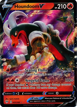 Houndoom V 021/189 Darkness Ablaze Pokemon TCG Pack Fresh Sword & Shield Card