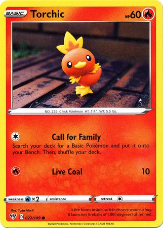 Details about   Torchic 022/189 Pokemon Darkness Ablaze Reverse Holofoil Common Fire New Fresh