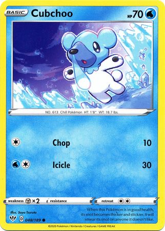 Cubchoo 048 189 Common Sword Shield Darkness Ablaze Singles Cubchoo 048 189 Common Sword Shield Darkness Ablaze Singles