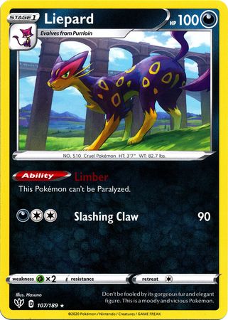 Liepard 107 189 Rare Sword Shield Darkness Ablaze Singles Liepard 107 189 Rare Sword Shield Darkness Ablaze Singles