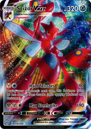 Pokemon Card  SCIZOR VMAX  Ultra Rare 119//189 DARKNESS ABLAZE *MINT