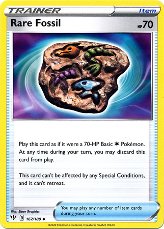 4x RARE FOSSIL Trainer Card Pokemon Sword & Shield Darkness Ablaze 167/189 