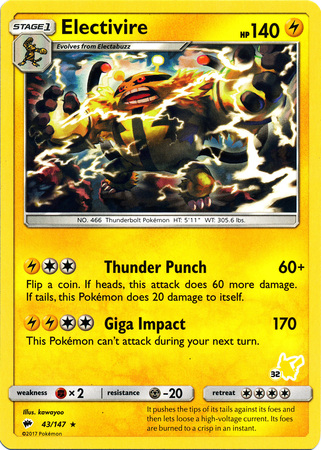 Electivire 43 147 Pikachu Deck Pikachu Symbol 32 