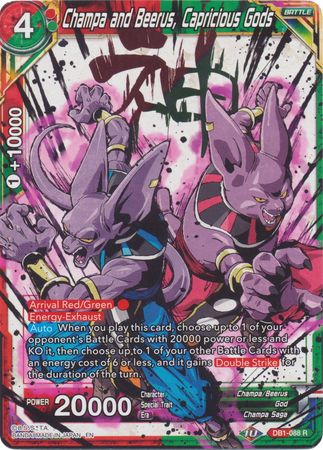 Champa and Beerus Capricious Gods DB1 088 Rare Champa and Beerus Capricious Gods DB1 088 Rare