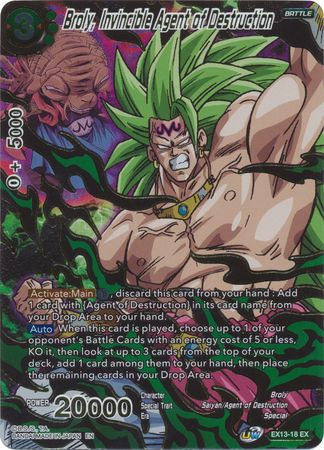 Broly Invincible Agent of Destruction EX13 18 Expansion Rare Foil Broly Invincible Agent of Destruction EX13 18 Expansion Rare Foil
