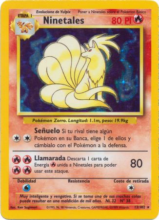 Ninetales 12 102 Holo Rare Unlimited Base Set Spanish Other Non English Pokemon Singles Ninetales 12 102 Holo Rare Unlimited Base Set Spanish Other Non English Pokemon Singles