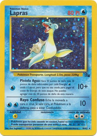 Lapras 10 62 Holo Rare Unlimited Fossil Spanish Other Non English Pokemon Singles Lapras 10 62 Holo Rare Unlimited Fossil Spanish Other Non English Pokemon Singles