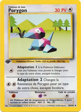 Porygon 39 102 Uncommon 1st Edition Base Set French Other Non English Pokemon Singles Porygon 39 102 Uncommon 1st Edition Base Set French Other Non English Pokemon Singles