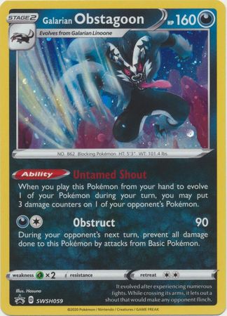 Galarian Obstagoon SWSH059 Holo Promo Pokemon Sword Shield Promos Galarian Obstagoon SWSH059 Holo Promo Pokemon Sword Shield Promos