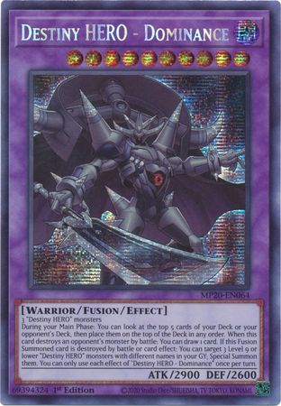 Destiny HERO Dominance MP20 EN064 Prismatic Secret Rare 1st Edition 2020 Mega Tin Lost Memories 1st Edition Singles Destiny HERO Dominance MP20 EN064 Prismatic Secret Rare 1st Edition 2020 Mega Tin Lost Memories 1st Edition Singles