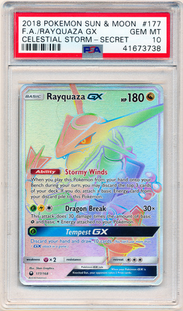 Rayquaza GX 177 168 PSA Gem MT 10 Hyper Rare S M Celestial Storm 3738 Sun Moon Celestial Storm Singles Rayquaza GX 177 168 PSA Gem MT 10 Hyper Rare S M Celestial Storm 3738 Sun Moon Celestial Storm Singles