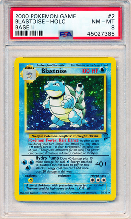 Blastoise 2 130 PSA NM MT 8 Holo Rare Base Set 2 7385 Base Set 2 Singles Blastoise 2 130 PSA NM MT 8 Holo Rare Base Set 2 7385 Base Set 2 Singles