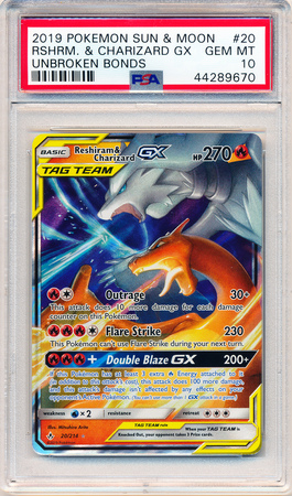 Reshiram Charizard GX 20 214 PSA Gem MT 10 UR S M Unbroken Bonds 9670 Sun Moon Unbroken Bonds Singles Reshiram Charizard GX 20 214 PSA Gem MT 10 UR S M Unbroken Bonds 9670 Sun Moon Unbroken Bonds Singles
