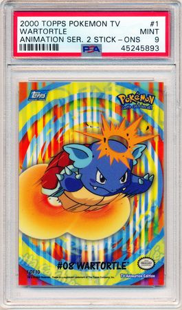 Wartortle 1 PSA Mint 9 Animation Stick Ons Series 2 Topps Pokemon 5893 Wartortle 1 PSA Mint 9 Animation Stick Ons Series 2 Topps Pokemon 5893