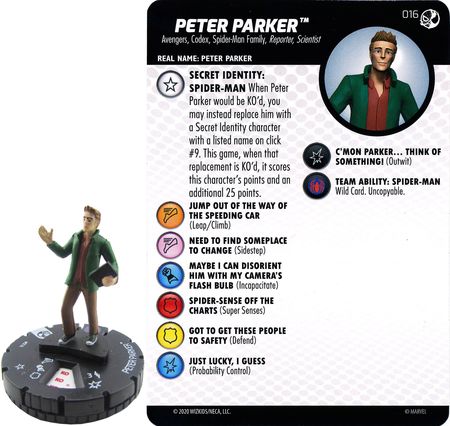 Peter Parker 016 Spider man and Venom Absolute Carnage Heroclix Spider man and Venom Absolute Carnage Singles Peter Parker 016 Spider man and Venom Absolute Carnage Heroclix Spider man and Venom Absolute Carnage Singles