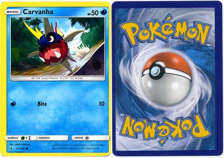 Carvanha 27 145 Misprint Common S M Guardians Rising 30812 Pokemon Carvanha 27 145 Misprint Common S M Guardians Rising 30812 Pokemon
