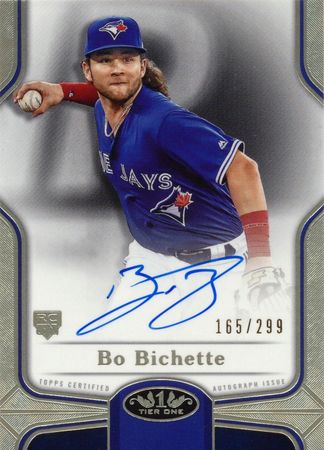 Bo Bichette 2020 Topps Tier One Rookie 165 299 Auto Autograph RC 21289 Bo Bichette 2020 Topps Tier One Rookie 165 299 Auto Autograph RC 21289