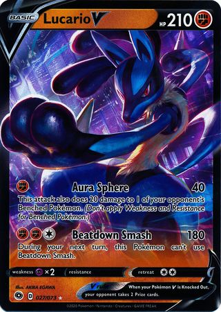 Pokémon Trading Card Lucario V 027/073 Weg des Champs NEU RARE Holo 