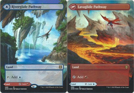 Riverglide Pathway Lavaglide Pathway 289 Alternate Art Showcase Foil Zendikar Rising Foil Singles Riverglide Pathway Lavaglide Pathway 289 Alternate Art Showcase Foil Zendikar Rising Foil Singles