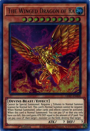 Yugioh! -  UR The Winged Dragon of Ra LED7-EN000 Alternate Art NM 
