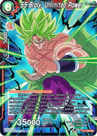 SS Broly Unlimited Power BT11 014 Super Rare SS Broly Unlimited Power BT11 014 Super Rare
