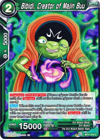 Bibidi Creator of Majin Buu BT11 072 Common UW Series 2 Vermilion Bloodline Non Foil Singles Bibidi Creator of Majin Buu BT11 072 Common UW Series 2 Vermilion Bloodline Non Foil Singles