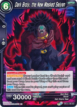 Dark Broly the New Masked Saiyan BT11 135 Uncommon Dark Broly the New Masked Saiyan BT11 135 Uncommon
