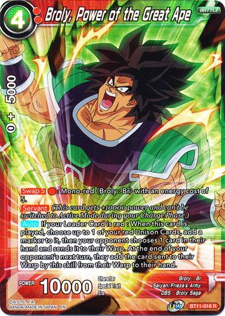 Broly Power of the Great Ape BT11 016 Foil Rare Broly Power of the Great Ape BT11 016 Foil Rare