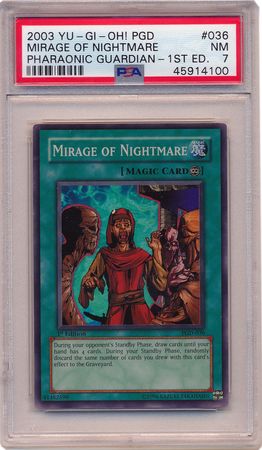 Mirage of Nightmare PGD 036 PSA NM 7 1st Ed Super Rare 4100 Pharaoh s Servant PSV 1st Edition Singles Mirage of Nightmare PGD 036 PSA NM 7 1st Ed Super Rare 4100 Pharaoh s Servant PSV 1st Edition Singles