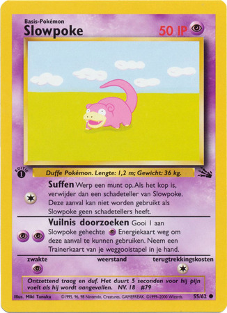 Slowpoke - 55/62 - Common 1st Edition (Fossil) Dutch