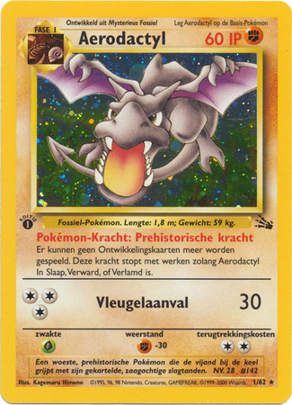 Aerdactyl 1 62 Holo Rare 1st Edition Fossil Dutch Fossil 1st Edition Singles Dutch Aerdactyl 1 62 Holo Rare 1st Edition Fossil Dutch Fossil 1st Edition Singles Dutch