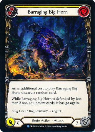 Barraging Big Horn Yellow CRU011 Rare 1st Edition Crucible of War 1st Edition Singles Barraging Big Horn Yellow CRU011 Rare 1st Edition Crucible of War 1st Edition Singles