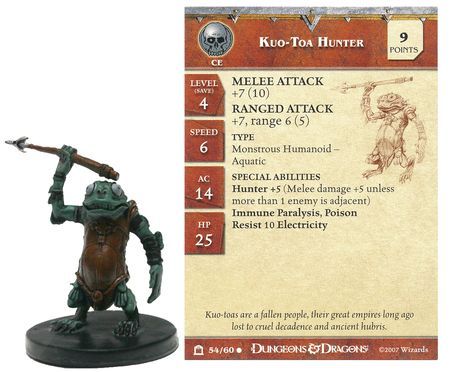 Night Below - HARD TO FIND and UNUSED!! D&D Miniature KUO-TOA HUNTER  #54 