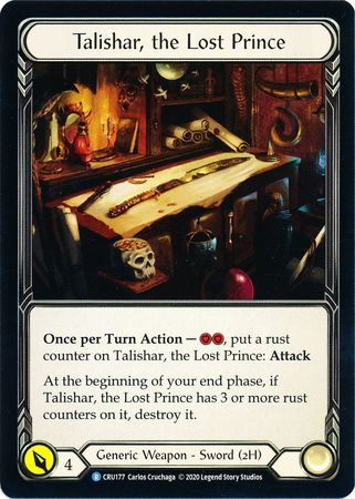 Talishar the Lost Prince CRU177 Rare 1st Edition Crucible of War 1st Edition Singles Talishar the Lost Prince CRU177 Rare 1st Edition Crucible of War 1st Edition Singles