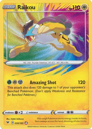 Carta Pokemon Raikou Rara Incrível Português 50/185 Amazing Rare