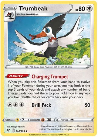 Trumbeak 144 185 Uncommon Sword Shield Vivid Voltage Singles Trumbeak 144 185 Uncommon Sword Shield Vivid Voltage Singles