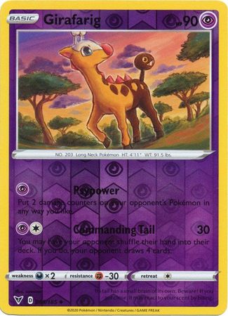 Girafarig 065 185 Uncommon Reverse Holo Sword Shield Vivid Voltage Reverse Holo Singles Girafarig 065 185 Uncommon Reverse Holo Sword Shield Vivid Voltage Reverse Holo Singles